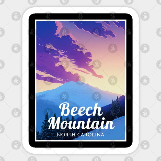 Beech Mountain North Carolina United States ski Sticker by UbunTo